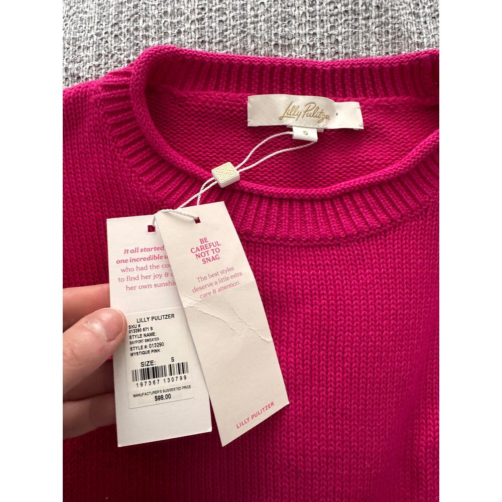 Lilly Pulitzer Crewneck Sweater Magenta Hot Pink Size S NWT Knit Pullover - Picture 6 of 11